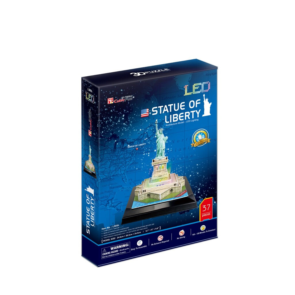 Cubic fun 3d puzzel statue of liberty + led verlichting 37 stukjes