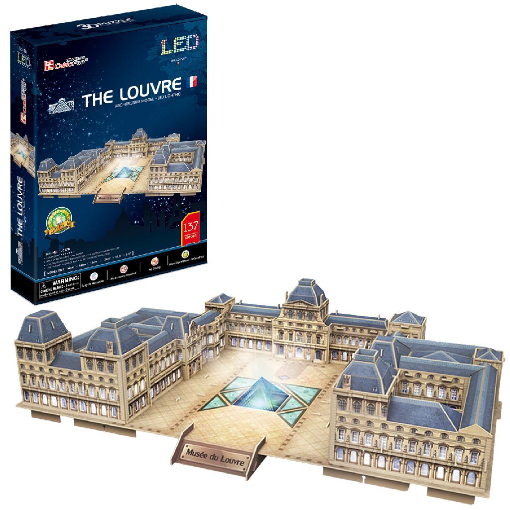 Cubic fun 3d puzzle the louvre + led lighting 137 pieces