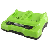 Gréngworks Greenwierk Batterie Ladegeräter mat duebelen Port 24 V 2 a