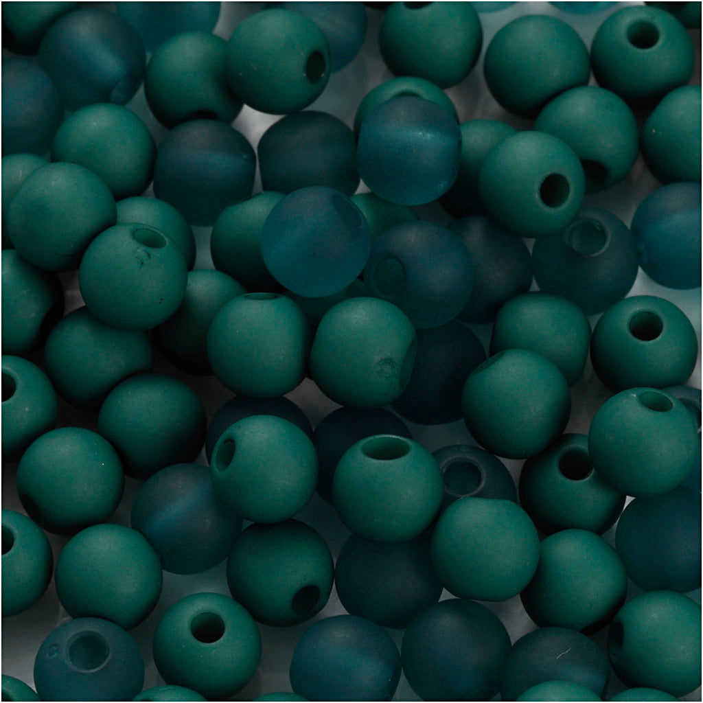 Creativ company plastic beads, d 6 mm, hole size 2 mm, approx. 150 pieces, bottle green, 40 g 1 box