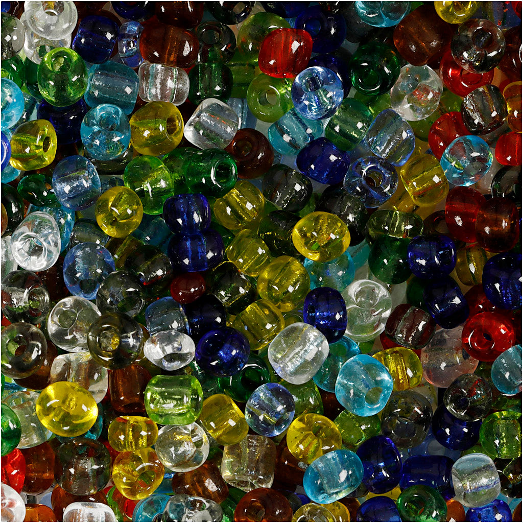 Creativ company seed beads, d 4 mm, size 6 0, hole size 0.9-1.2 mm, transparent gloss, 1000 gr 1 box
