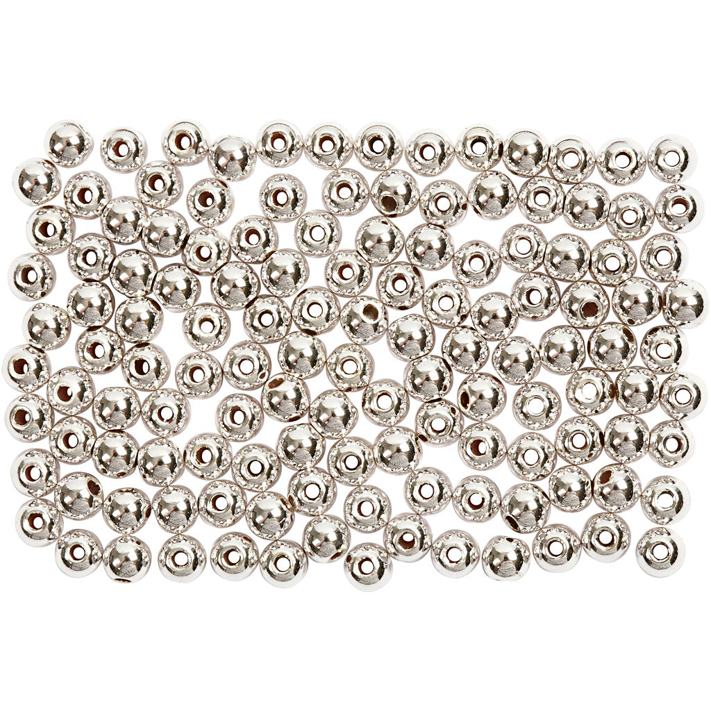 Creativ company wax beads, d 3 mm, hole size 0.7 mm, silver, 150 pieces 1 box