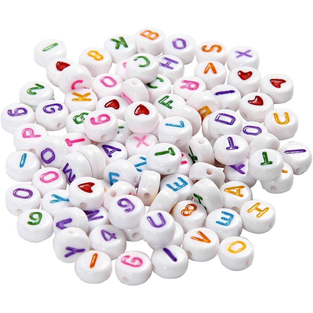 Letter beads and numbers, 200st.