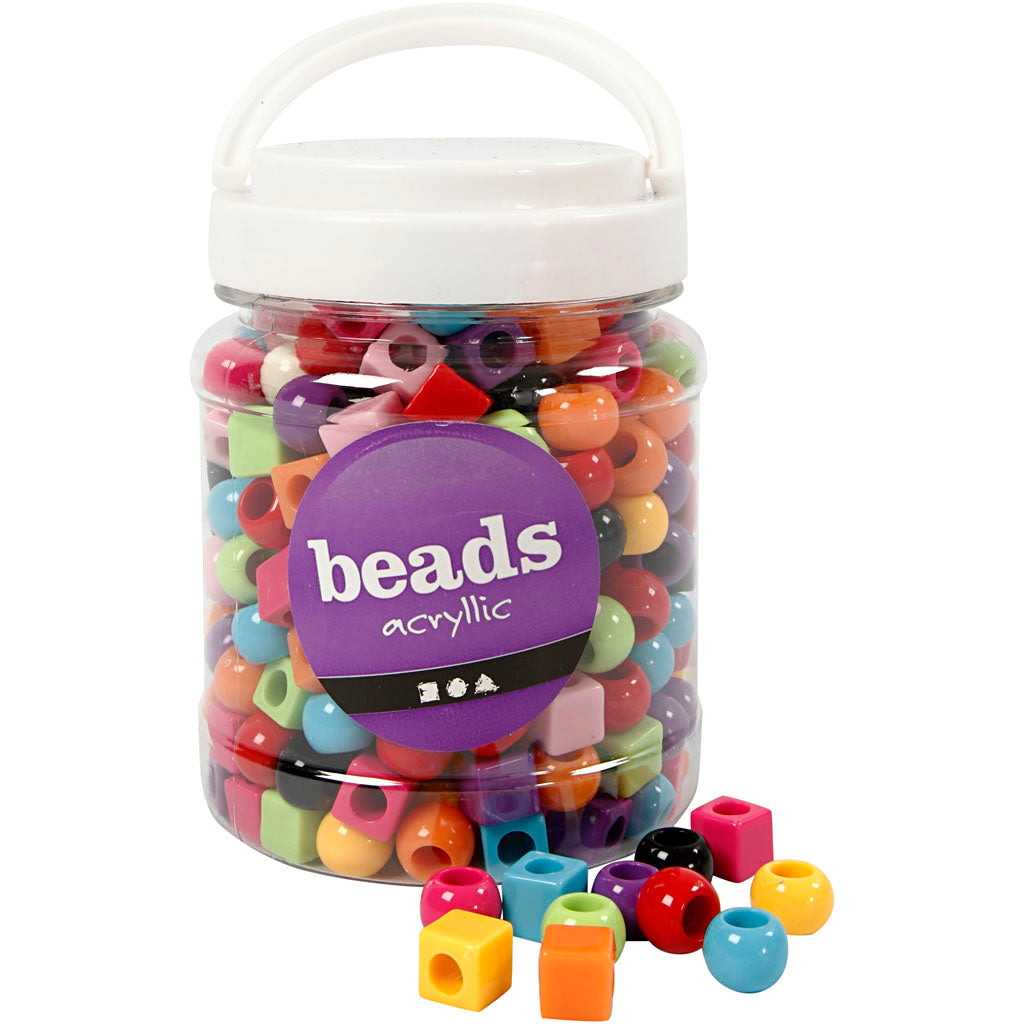 Creativ company plastic kralen, afm 11 mm, gatgrootte 7 mm, ca. 330 stuk, diverse kleuren, 420 gr, 700 ml 1 doosje