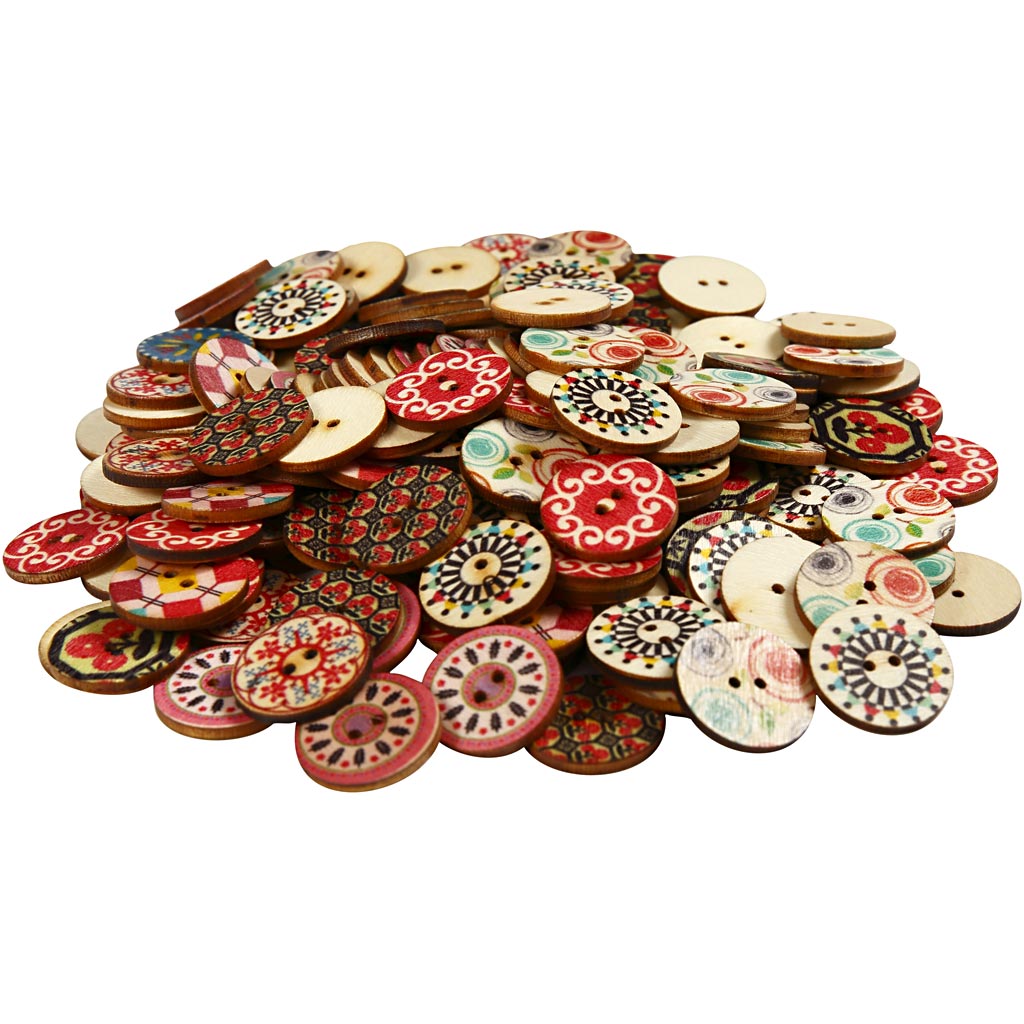 Creativ company houten knopen, d 20 mm, 180 stuk 1 doos