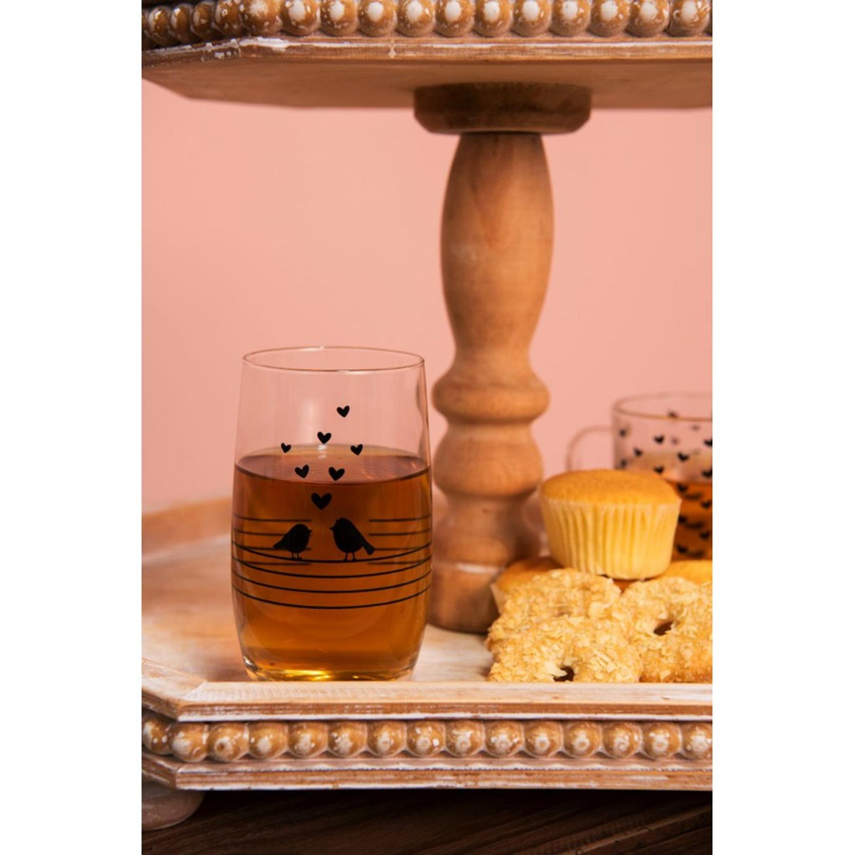 Clayre eef drinkglas vogels 320ml