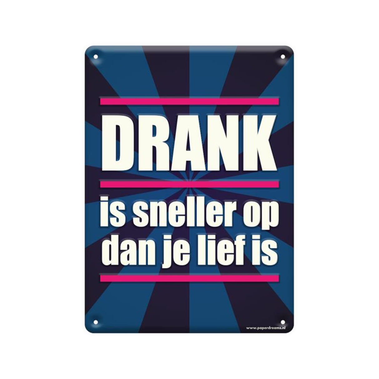 Paperdreams tekstbord metaal - drank is sneller