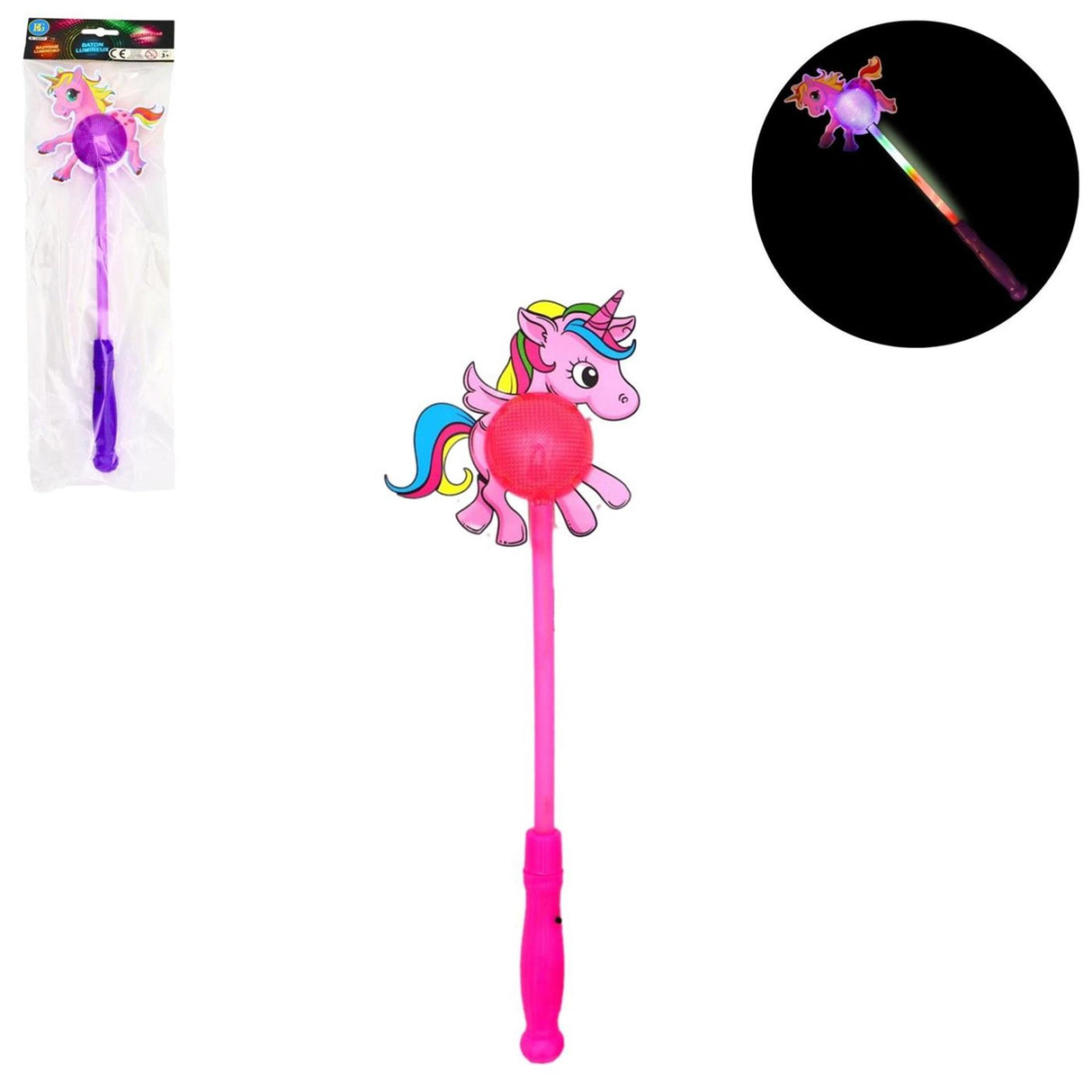 Lichtstaaf eenhoorn 38cm 2 assorti