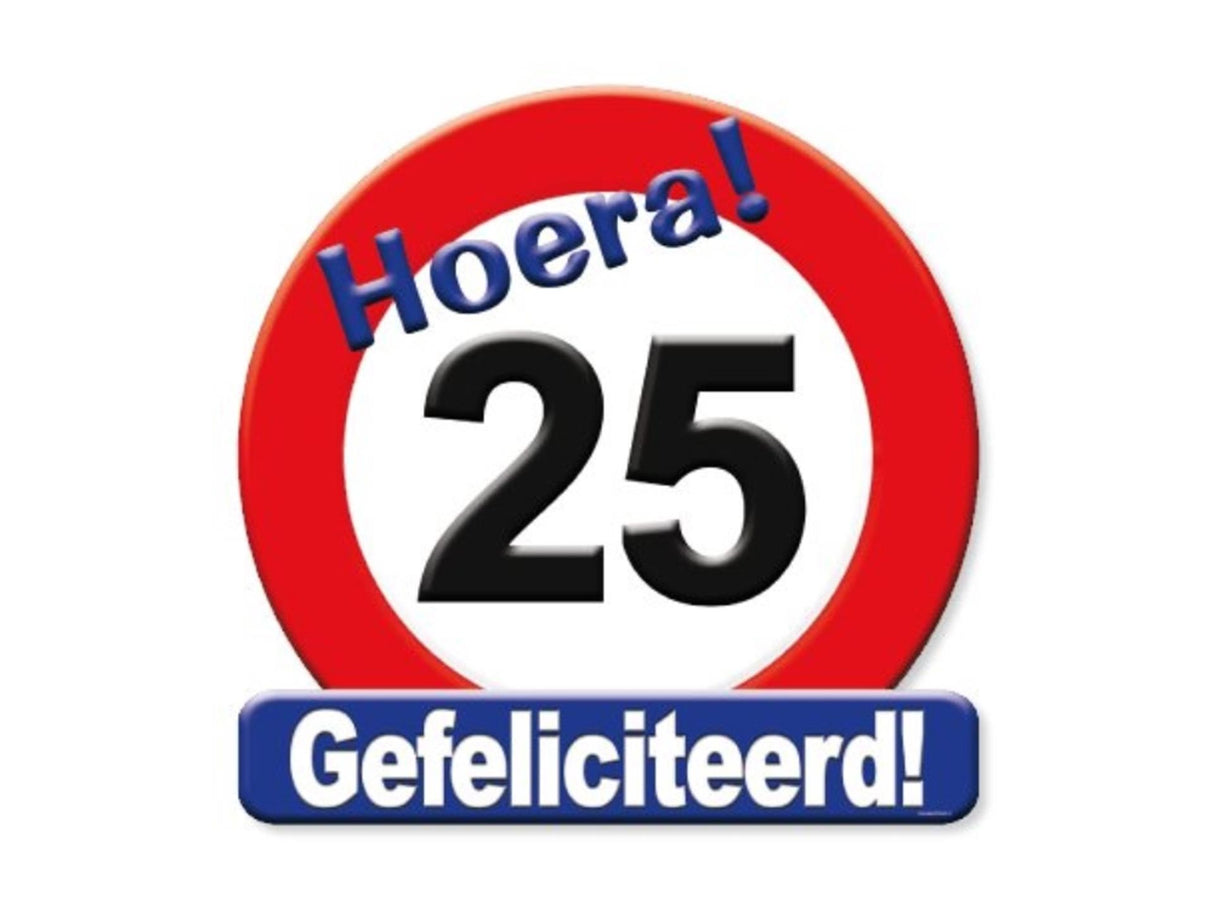 Paperdreams kroonschild verkeersbord -25 jaar