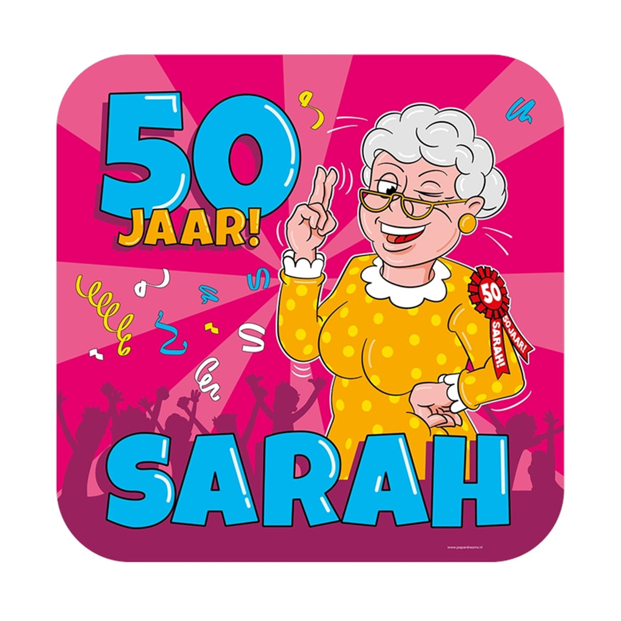 Paperdreams huldeschild - sarah cartoon