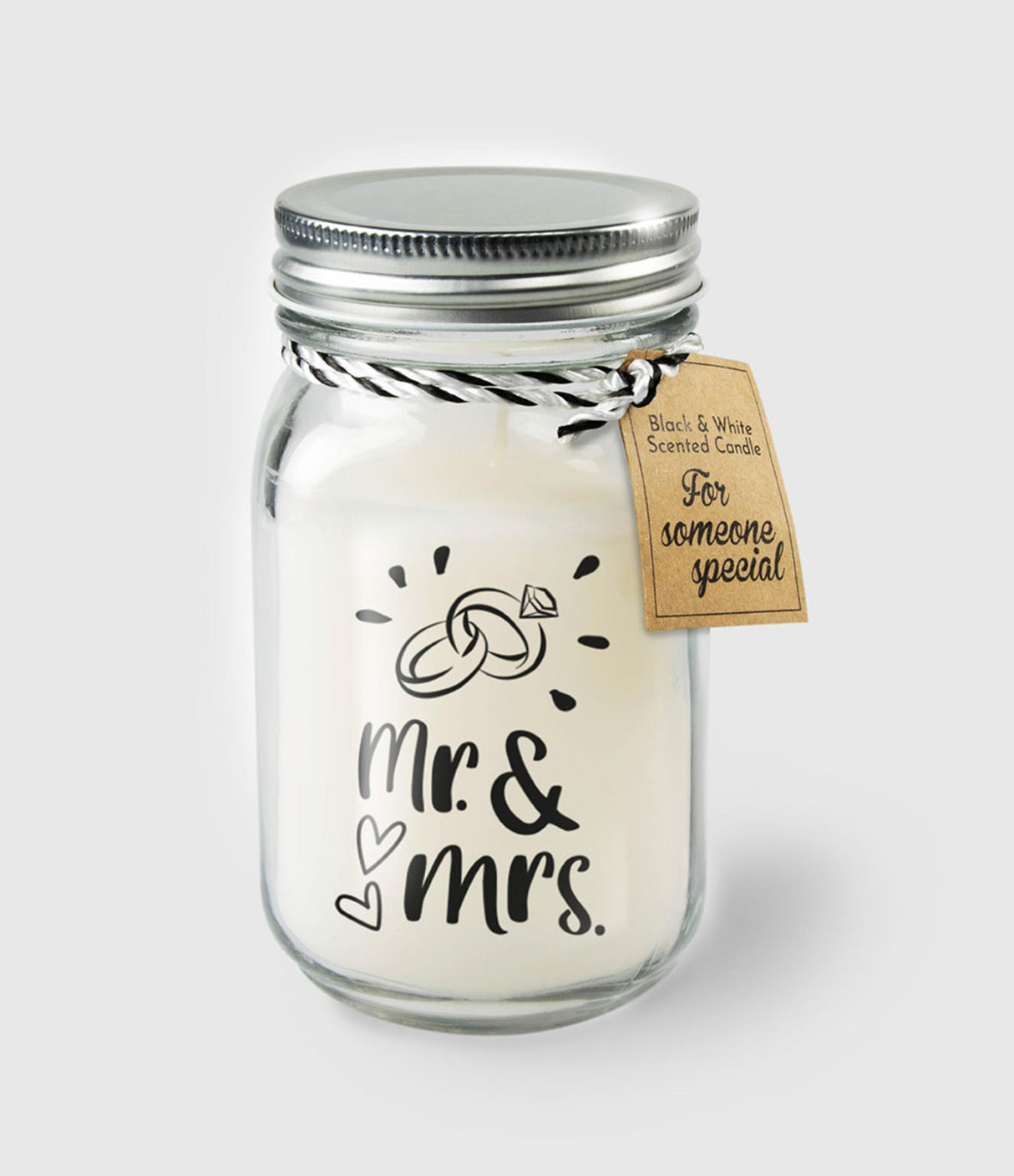 Paperdreams duftlys i glas - mr. mrs.
