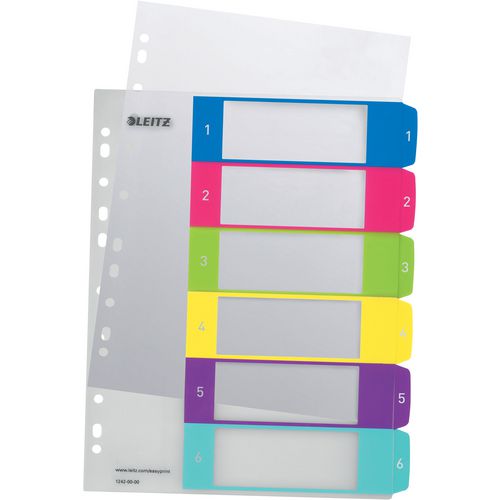 Leitz nummerieke tabbladen 1-6 polypropyleen
