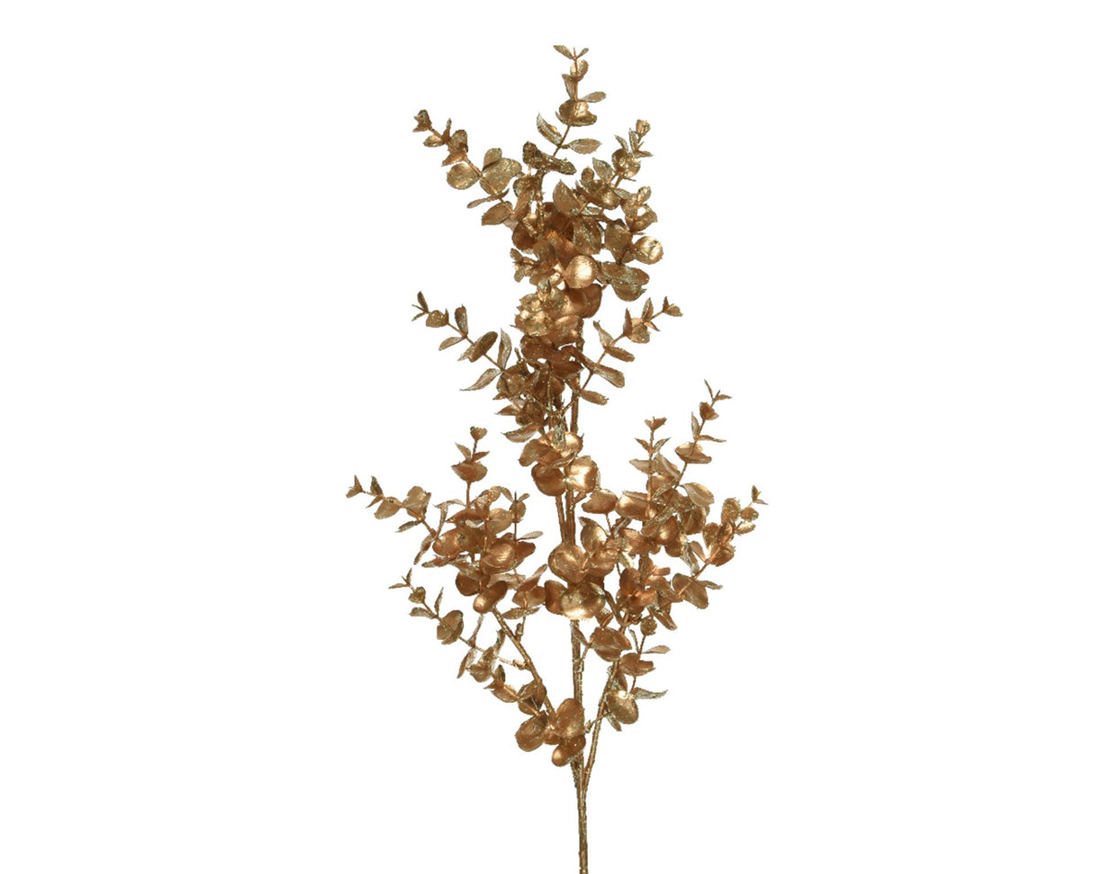 Decoris ramo artificial de eucalipto h72cm glitter dourado