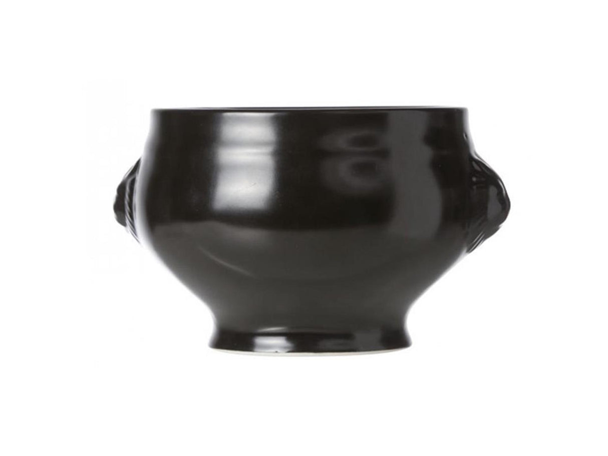 Tigela de sopa aconchegante e moderna com cabeça de leão preta