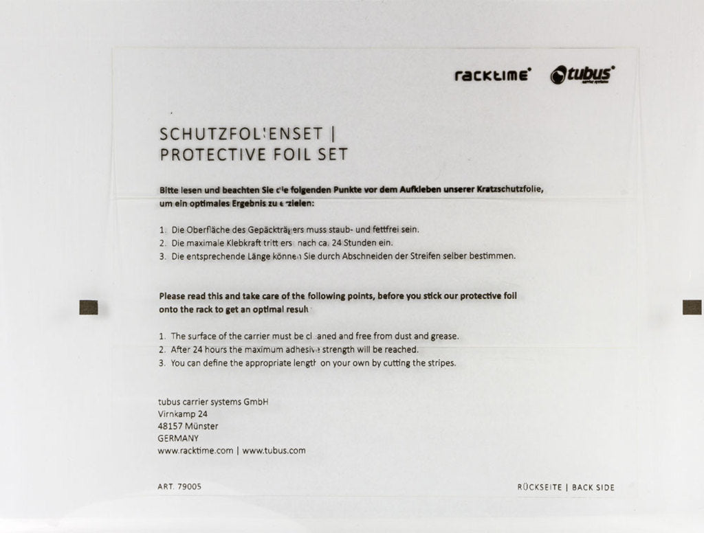 Tubus bescherming folie set prot.foil set á 3 stickers transparent