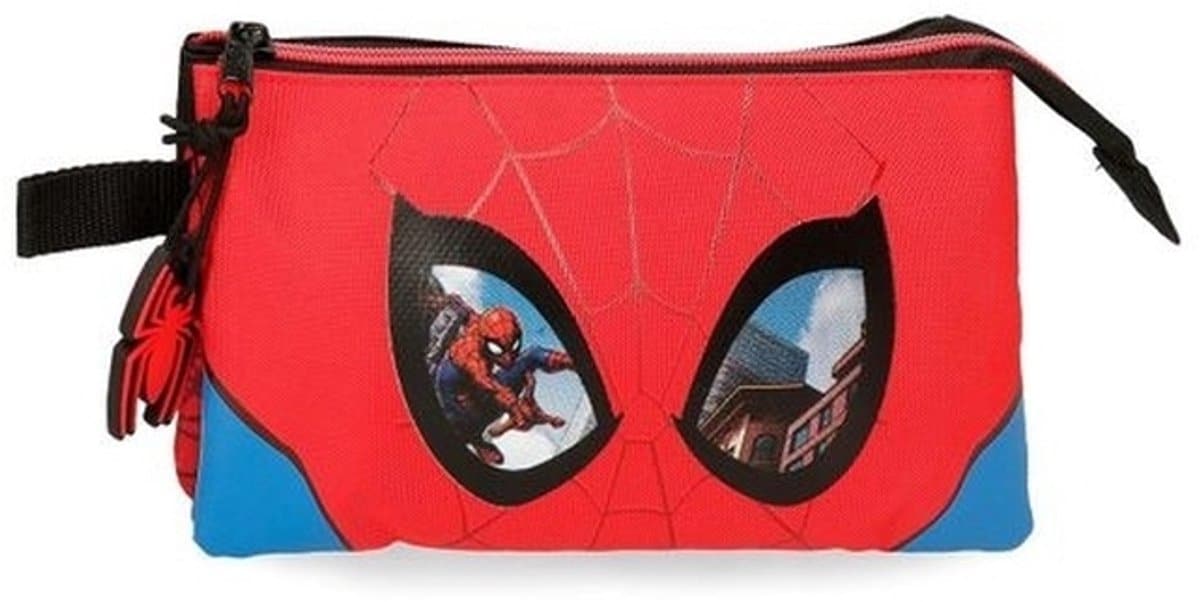 Jim Jam Pencil Case Marvel Spiderman Pencil Case 3 Compartments with 2 Zipper