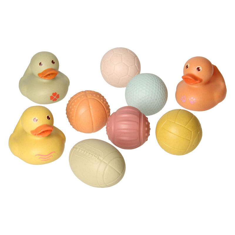 Sada hraček do vany se smyslovými míčky do vany, gumové kachničky, pastel