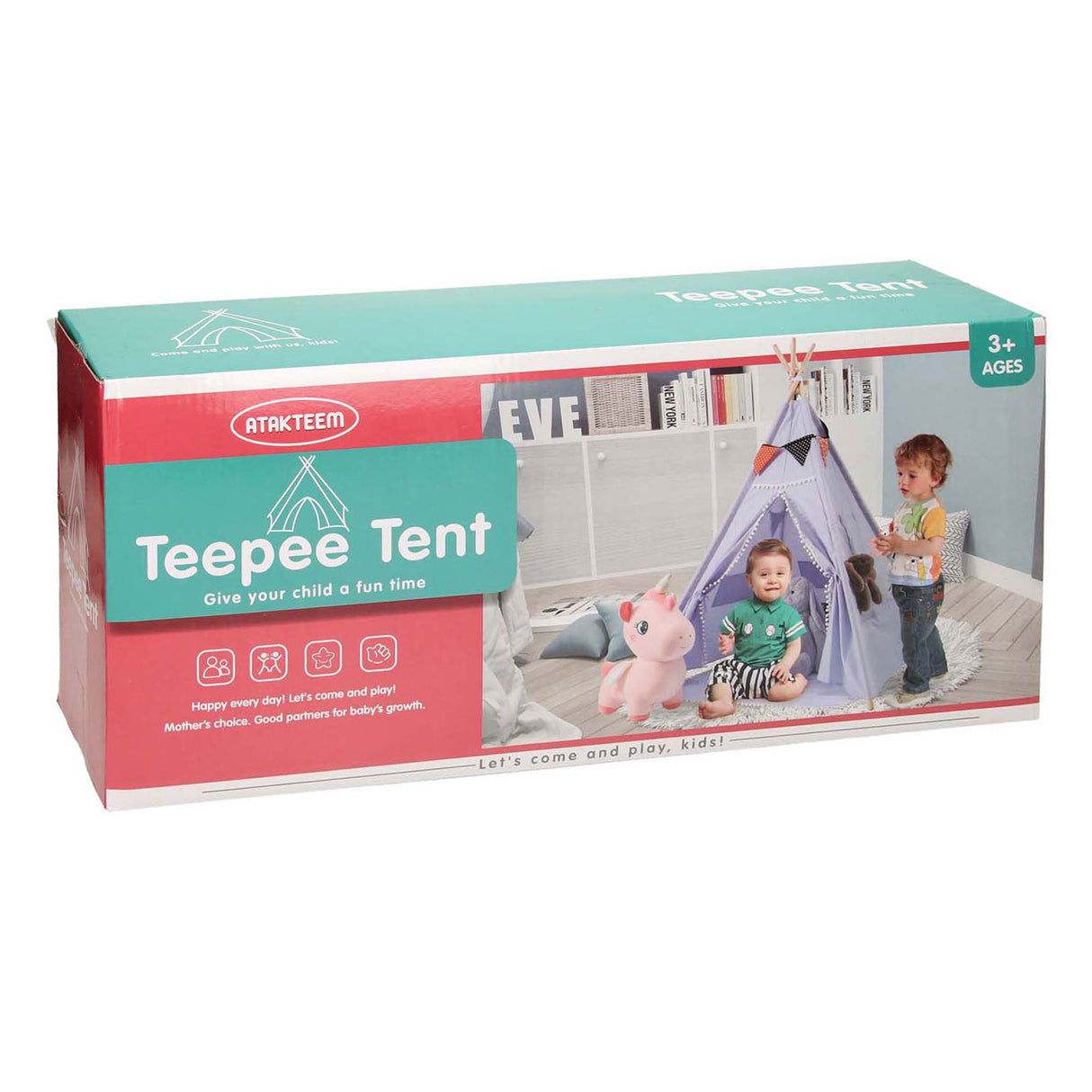 Luxusní teepee stan růžový se světly, 128cm