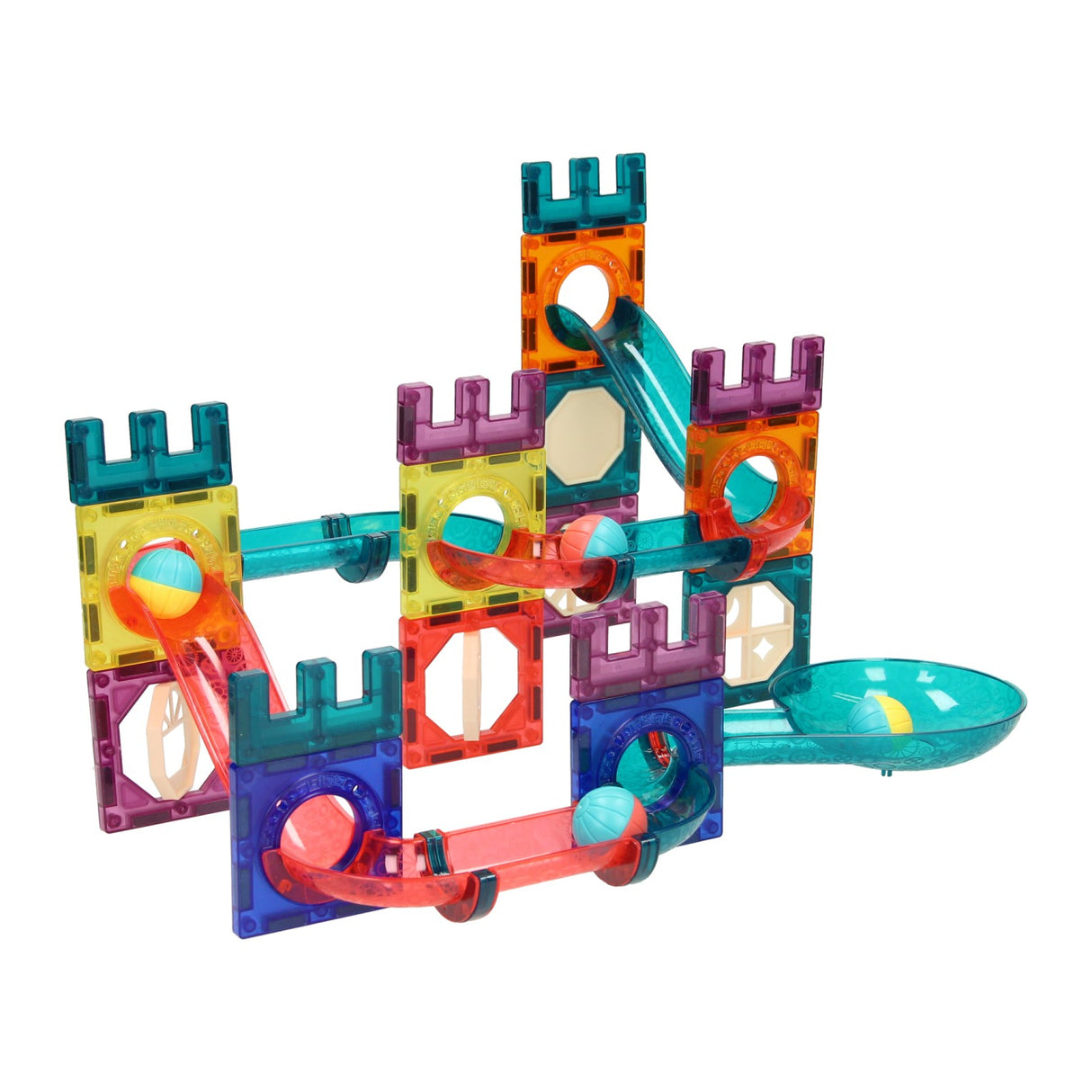 Magnetic marble track castle with light, 56 pcs.
