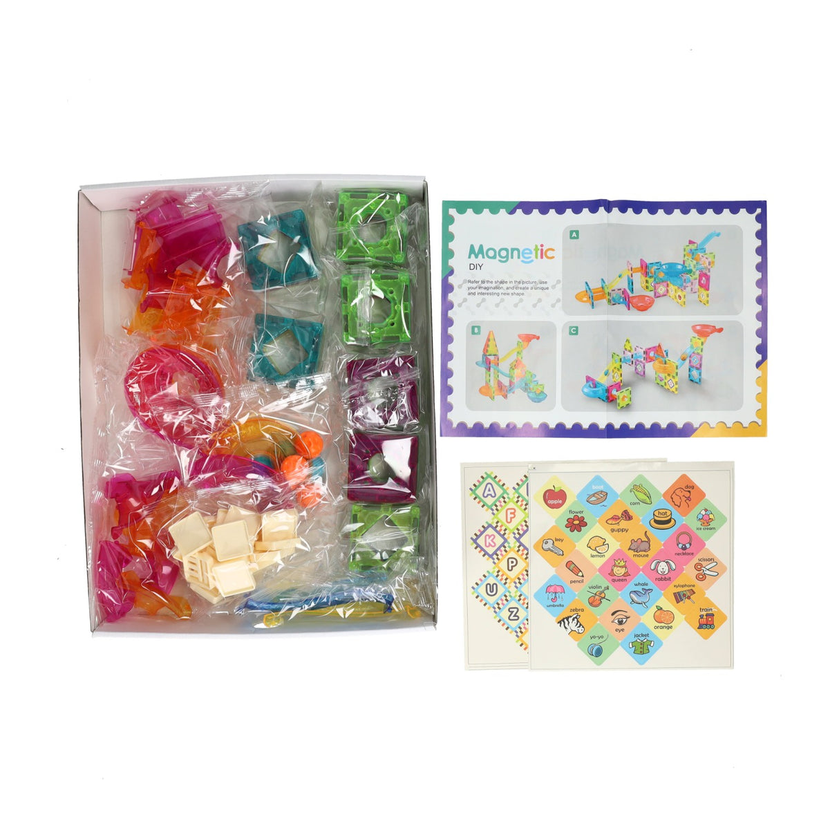 Mágneses márvány pályaépítő készlet - 91 db.