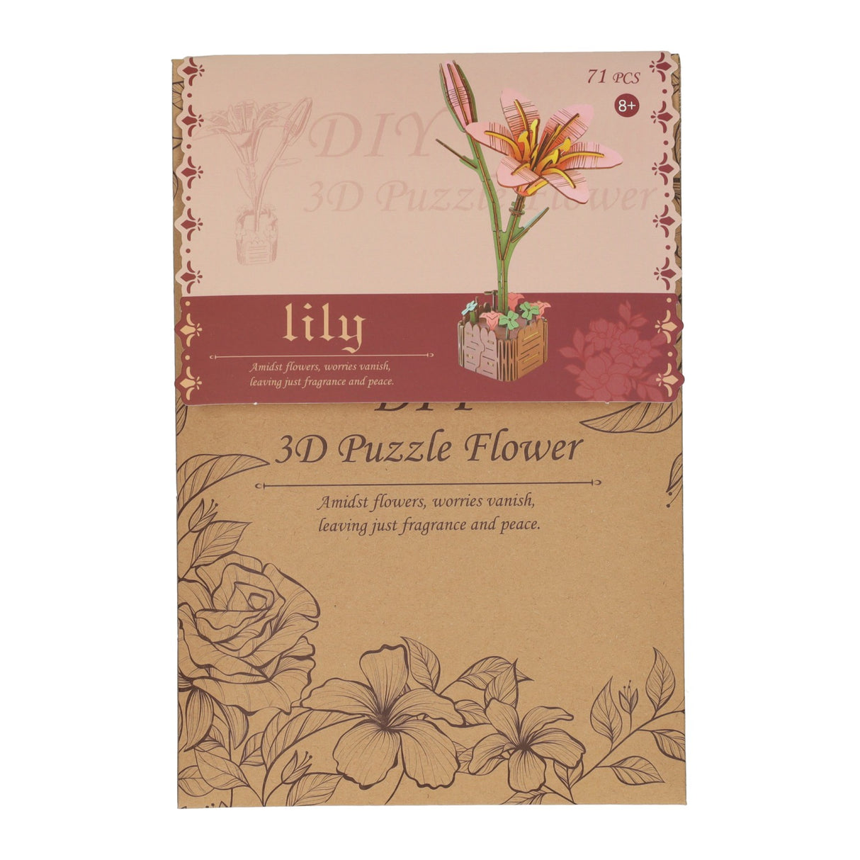 Wooden 3D building kit lily - 71 pieces.