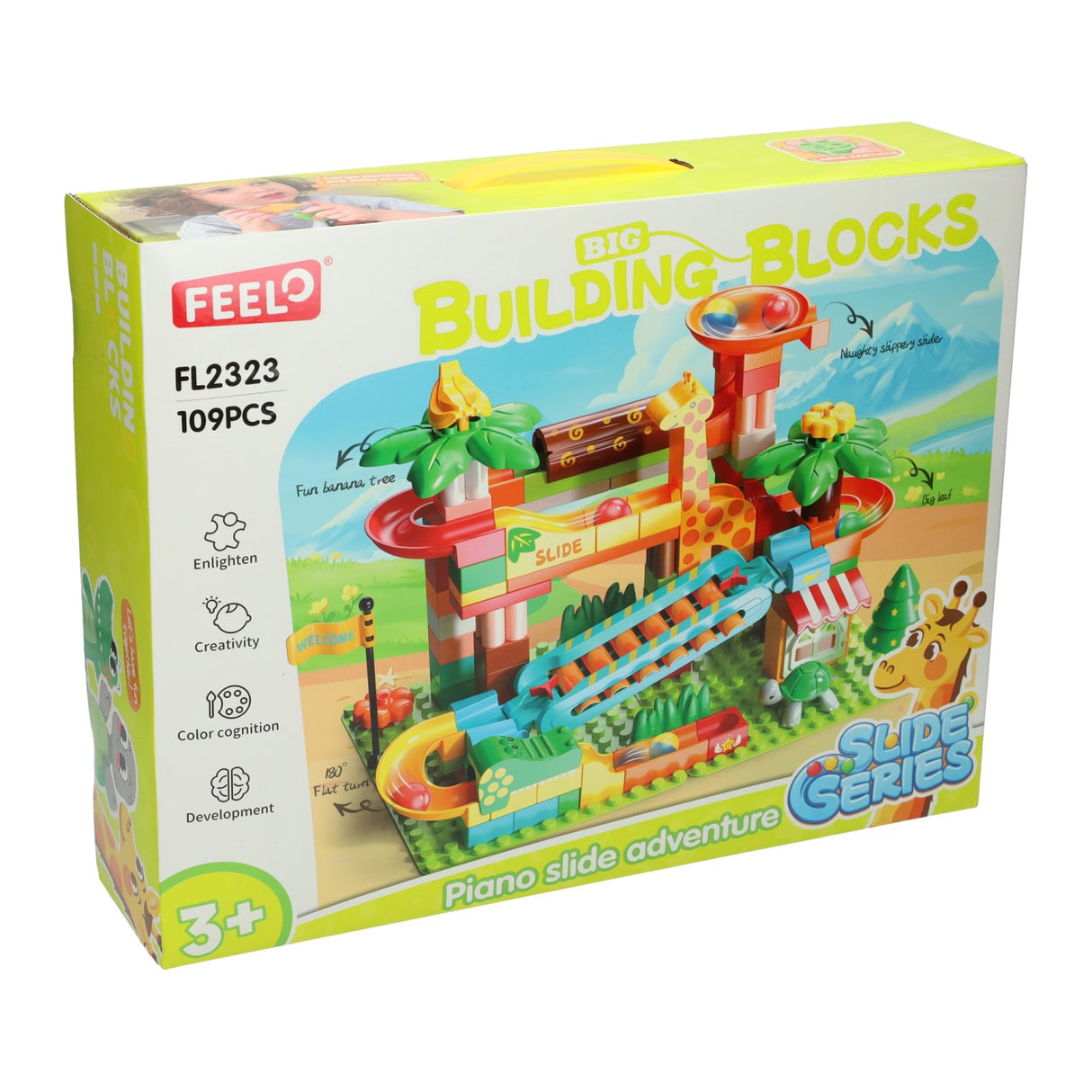 Bouwblokken muzikale ballenbaan jungle - 109dlg.