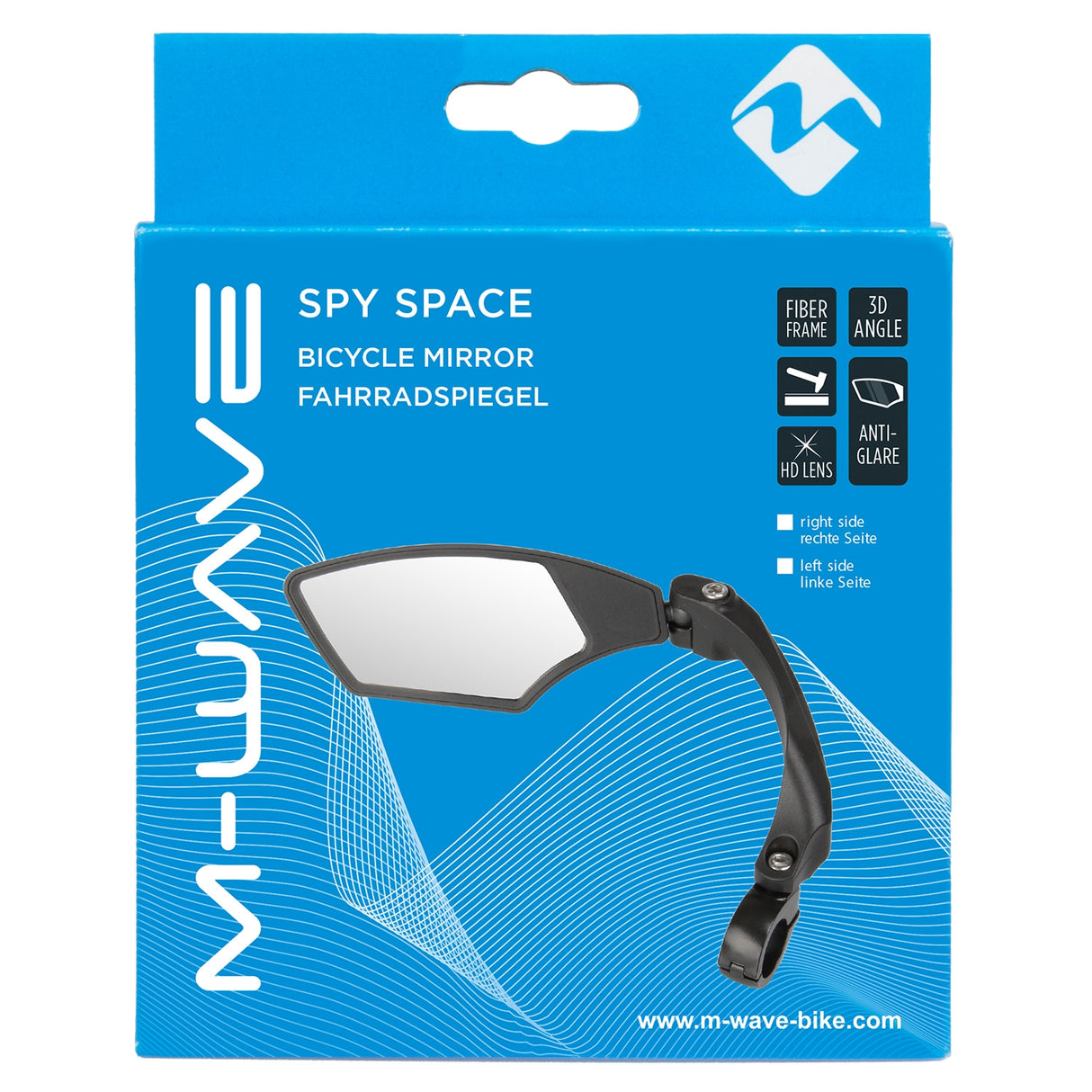 Specchio per biciclette m-wave 110 x 55 mm destra nera