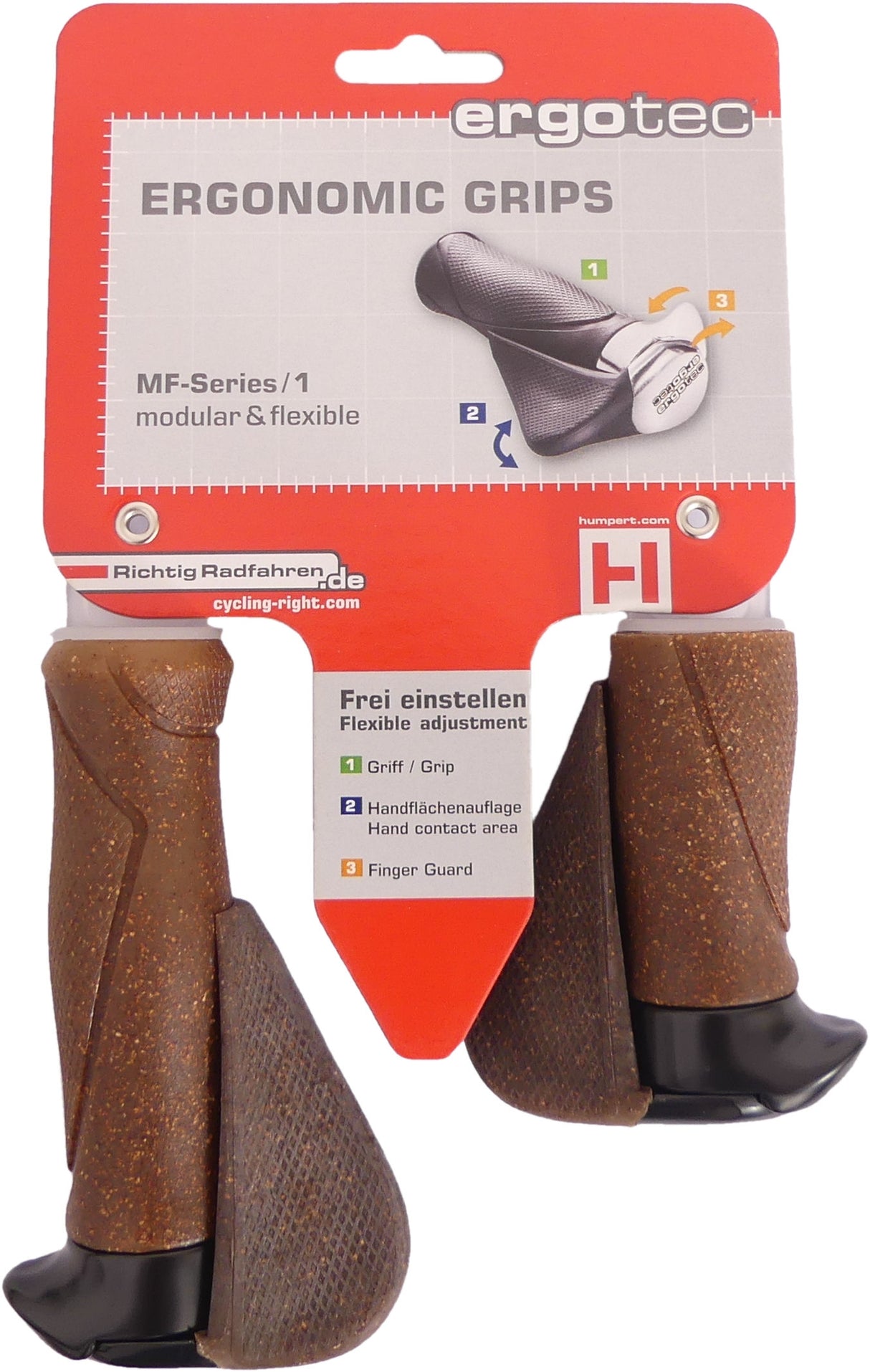 Sistema de mango ergonómico - 130 mm 87 mm - Dura Cork Aluminium - Marrón negro