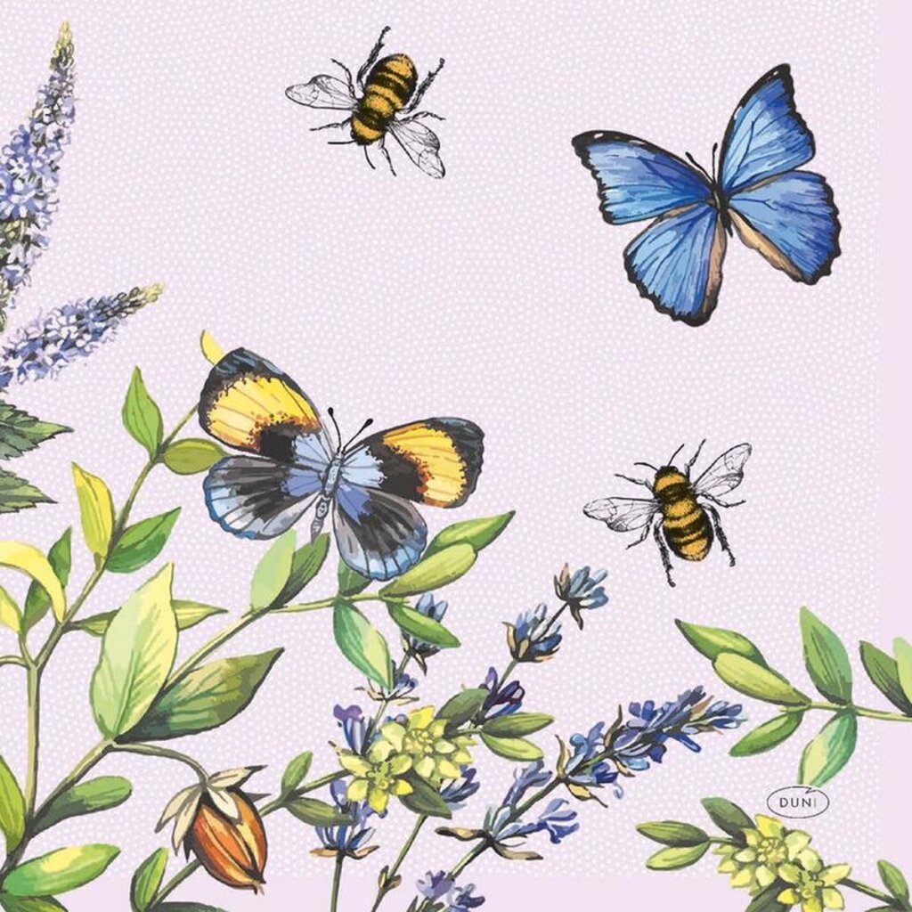 Duni napkins cherry butterflies 33x33cm 3-layer tissue fsc pack of 20 napkins
