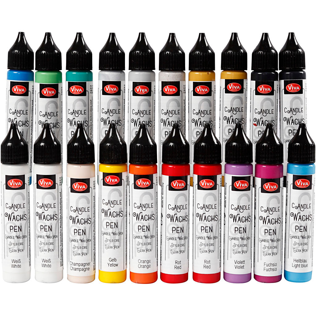 Viva decor candle decorating pen, various colors, 20x28 ml 1 box