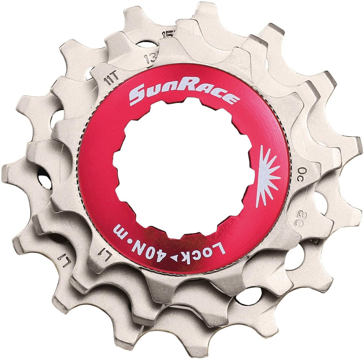 Shimano sunrace sluitring met kransjes 10v 11 13 15t zilver