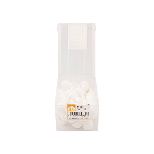 Cover cap nut m12 white plastic tub 50 pcs.