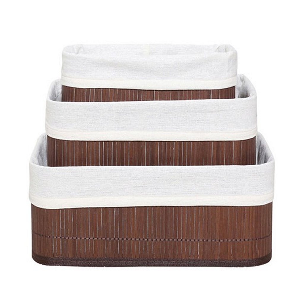 Homestyle Pro Bamboo Storage Kosze 3 sztuki brązowe białe