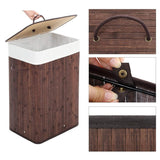 Homestyle pro rectangular bamboo laundry basket 40x30x60 cm brown white
