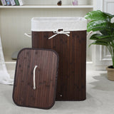 Homestyle pro rectangular bamboo laundry basket 40x30x60 cm brown white