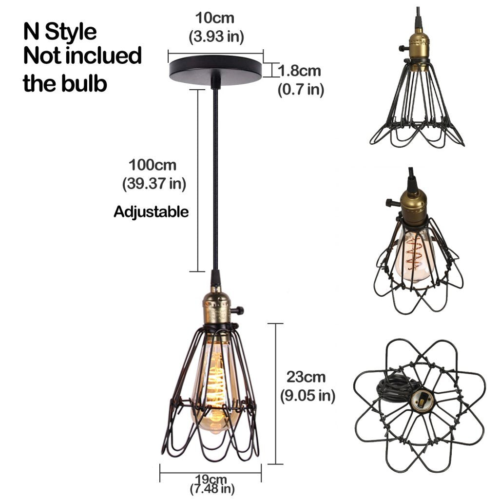 Homestyle Pro Homestyle MK006-B Industrial Hanging Lamp 19x23 cm Black Metal