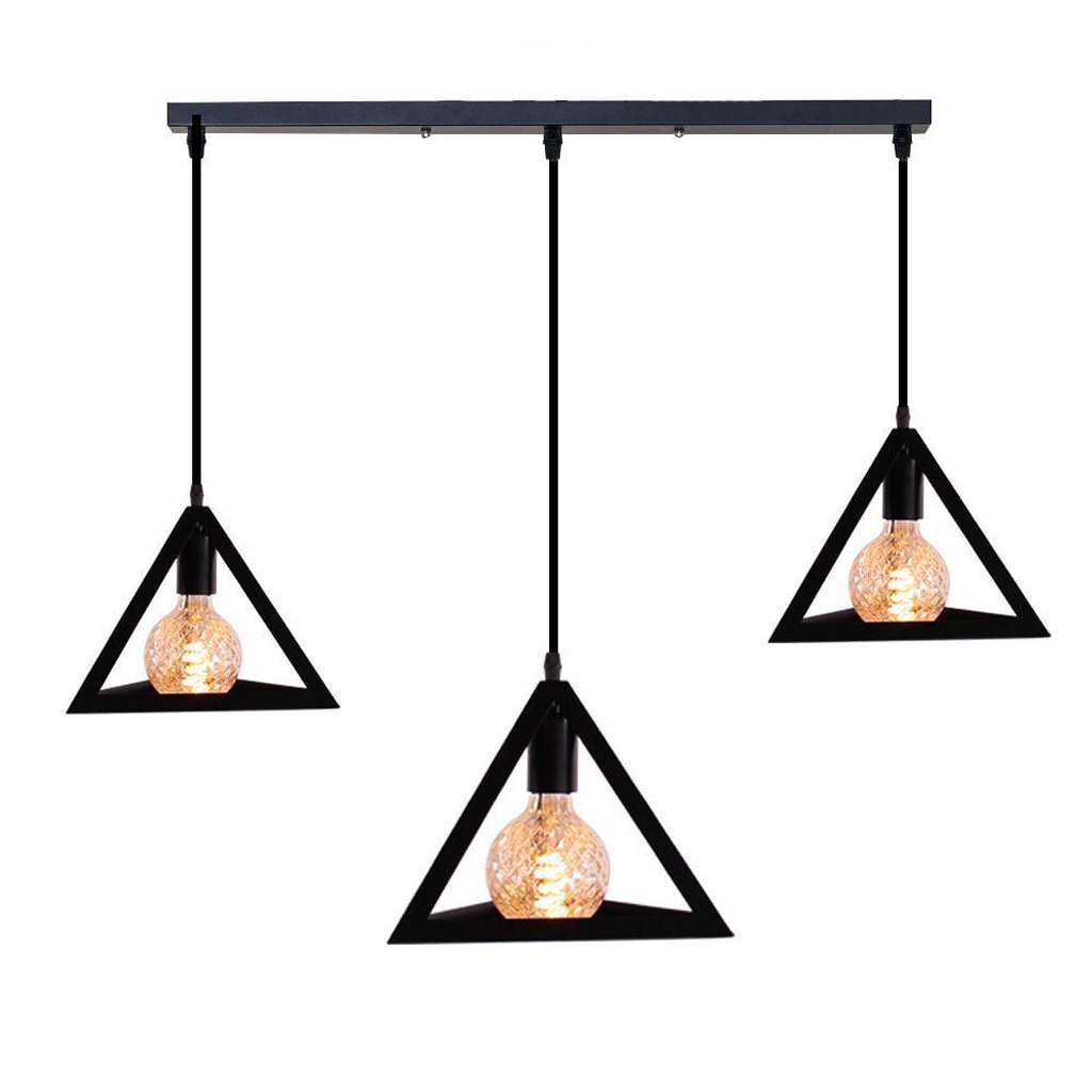Homestyle Pro MK018-B Pyramide industrielle Lampes suspendues en métal noir
