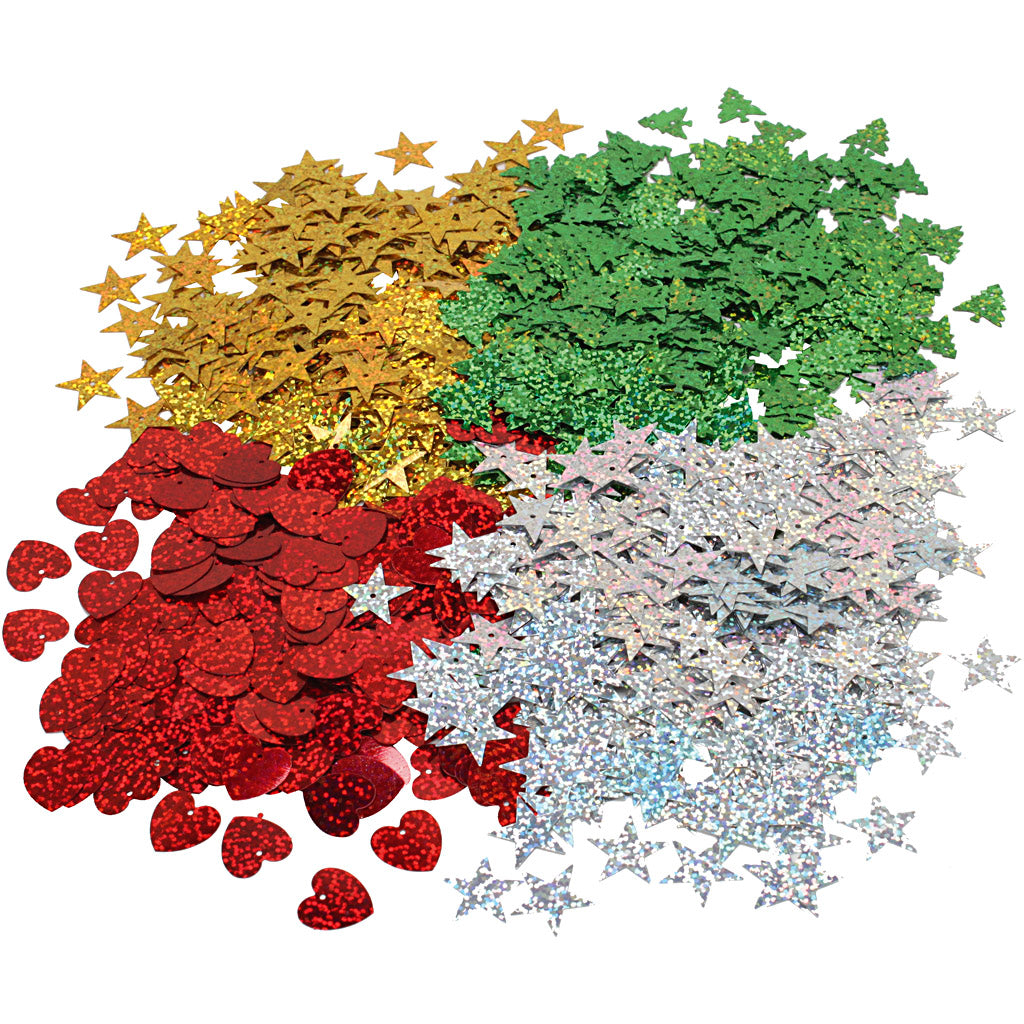 Sequins, size 14-16 mm, 4x20 gr 1 box