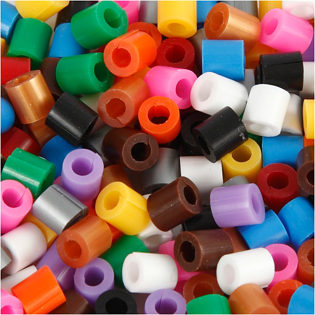 Nabbi strijkkralen met open zijkant, afm 5x5 mm, gatgrootte 2,5 mm, medium, standaardkleuren, 1100 div 1 doos