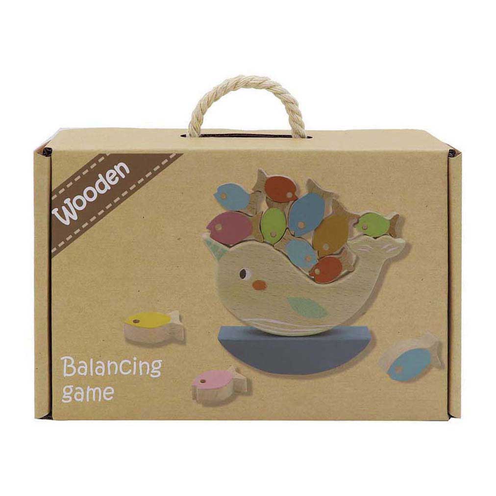 Houten balansspel narwal
