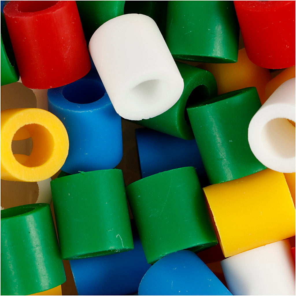 Nabbi strijkkralen, afm 10x10 mm, gatgrootte 5,5 mm, jumbo, standaardkleuren, 550 div 1 doos