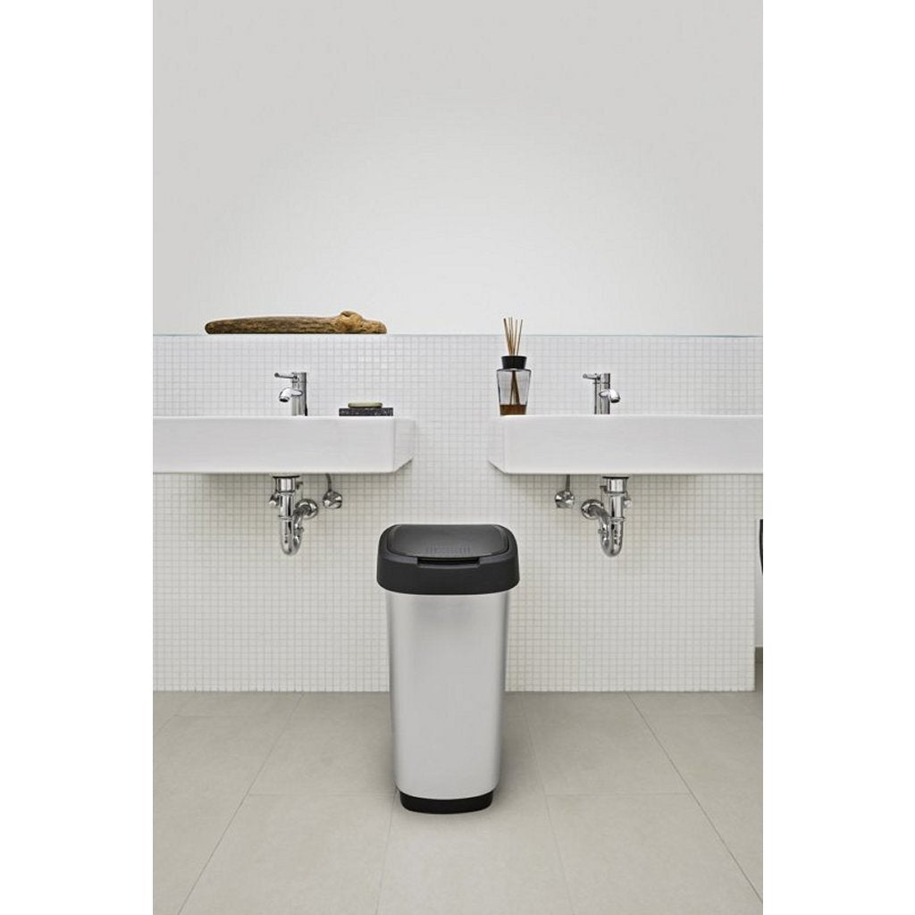 Rotho Twist Offall Bin 25l Sëlwer metallesch