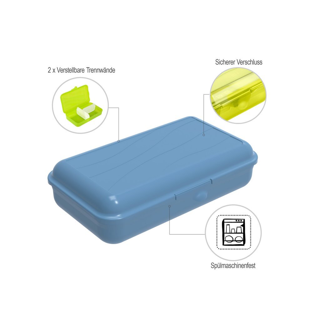 Rotho fun lunchbox with dividers 1.7l horizon blue