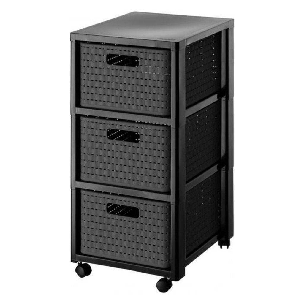 Rotho country design chest of drawers with wheels 3x18l anthracite