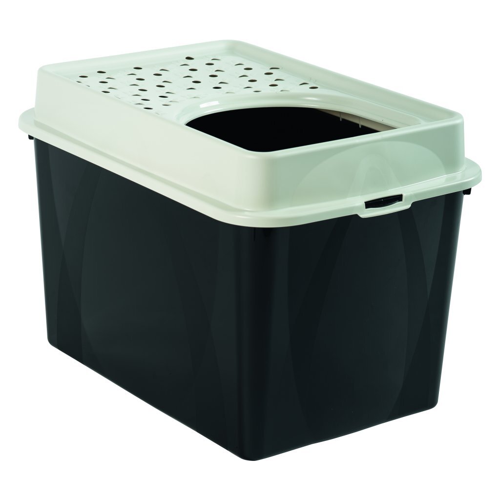 Rotho eco berty cat litter box with top entrance black sand