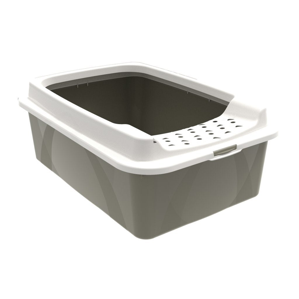 Rotho eco bonnie top-entry cat litter box with cappuccino sand
