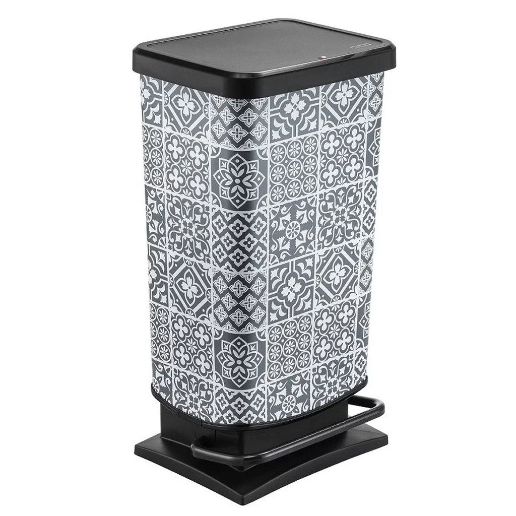 Rotho paso pedal bin tiles 40l gray black