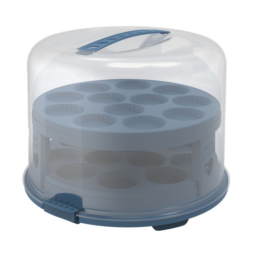 Rotho Fresh Cake Box XL + Cupcake Holders 35.5x34.5x26 cm Orizzonte blu trasparente