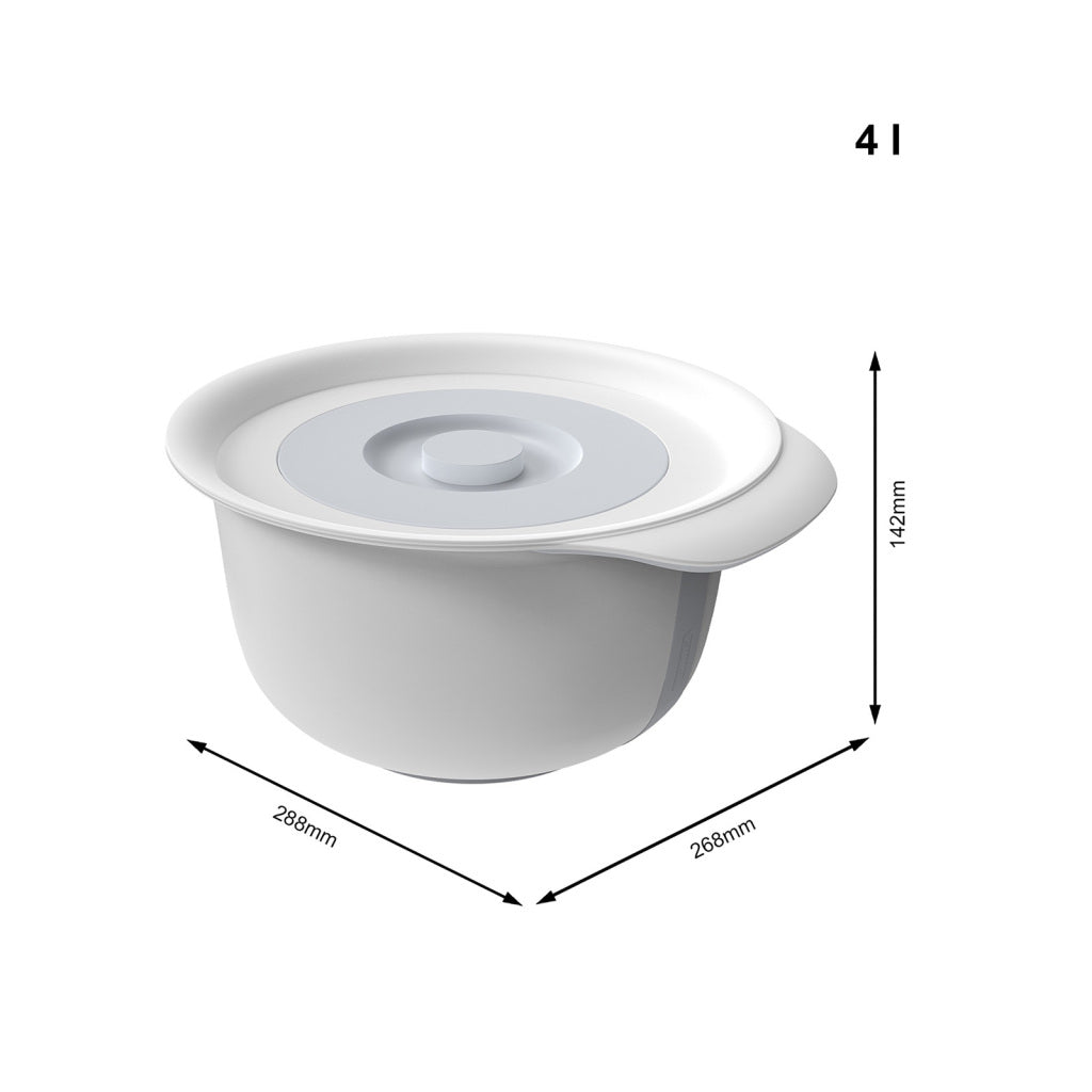 Rotho fresh mixing bowl with splash cover 4l cool gray