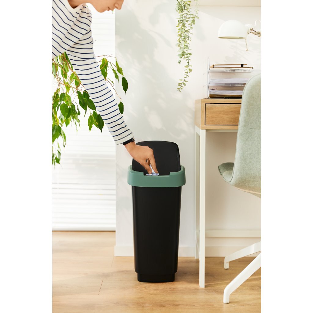 Rotho Twist Waste Bin 50l Mistletoe Green Anthracite